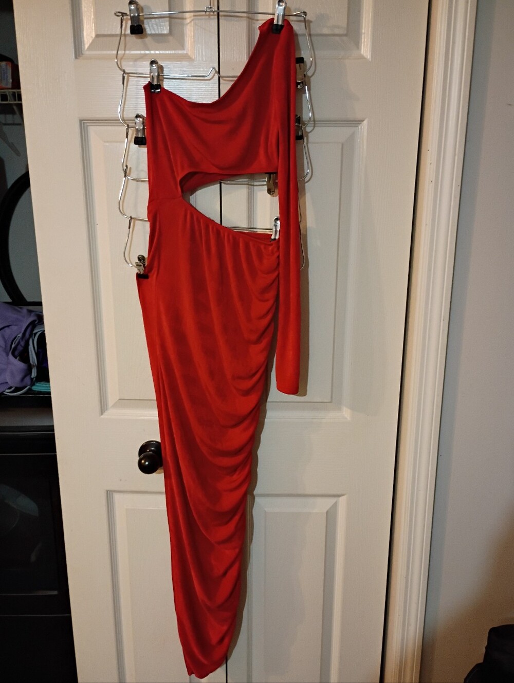 PrettyLittleThing Red High-Low Draped Skirt
